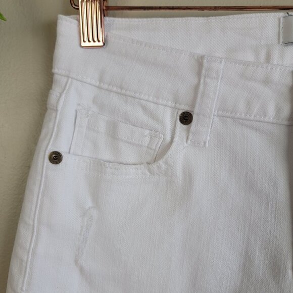 Pistola Skinny Distressed White Mid Rise Jegging Ankle Crop Stretch Jeans 26 - Picture 4 of 16